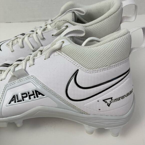 Nike Men's Alpha Menace Varsity 3 White Football Cleats #CV0586-109 Sz 8 - Picture 3 of 16